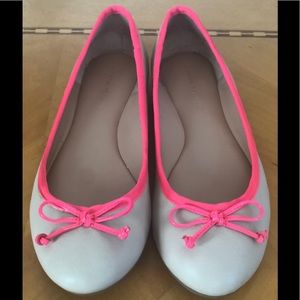Banana Republic Nude Flats, Pink Trim Bows, Sz 6.5